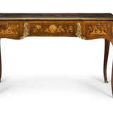 AN EARLY VICTORIAN ORMOLU-MOUNTED MAHOGANY, FRUITWOOD, AMARANTH AND MARQUETRY WRITING-TABLE - photo 1