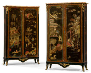 A PAIR OF LOUIS XV ORMOLU-MOUNTED KINGWOOD, CHINESE LACQUER AND VERNIS-DECORATED ARMOIRES