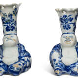 A PAIR OF DUTCH DELFT BLUE AND WHITE MODELS OF BUDDHAS - photo 2