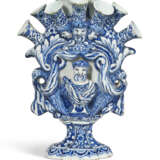 A DUTCH DELFT BLUE AND WHITE FIGURAL TULIP VASE - photo 1