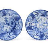 TWO LARGE DUTCH DELFT BLUE & WHITE MYTHOLOGICAL DISHES - photo 1