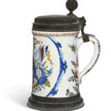 A PEWTER-MOUNTED DUTCH DELFT COMMEMORATIVE ROYAL ARMORIAL POLYCHROME TANKARD - photo 4