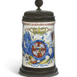 A PEWTER-MOUNTED DUTCH DELFT COMMEMORATIVE ROYAL ARMORIAL POLYCHROME TANKARD - photo 6