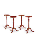 A SET OF FOUR RED-JAPANNED CIRCULAR CANDLESTANDS - photo 1