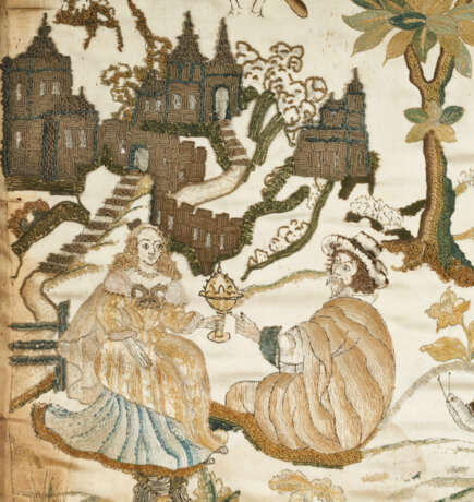 A CHARLES II SILK AND METALLIC NEEDLEWORK - photo 3