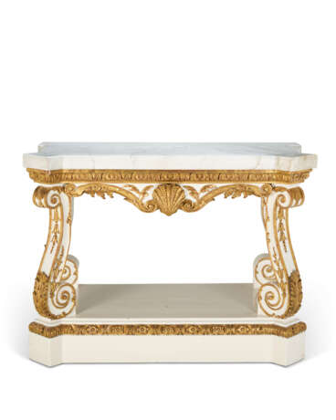 AN ENGLISH PARCEL-GILT AND WHITE PAINTED CONSOLE TABLE - photo 1