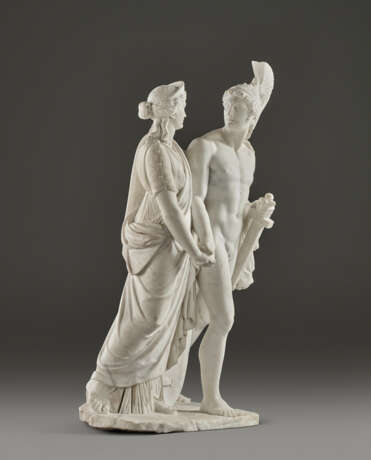 A WHITE MARBLE GROUP OF MARS AND VENUS - photo 8