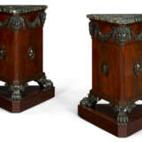 A PAIR OF REGENCY MAHOGANY AND PARCEL-BRONZED TRIANGULAR PEDESTALS - photo 1