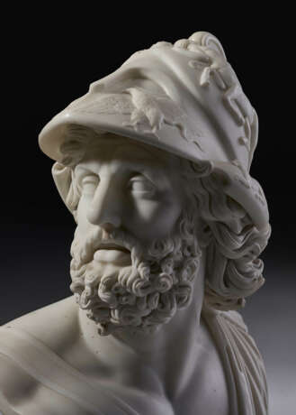 A LARGE ITALIAN MARBLE BUST OF AJAX - photo 8