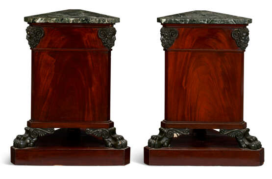 A PAIR OF REGENCY MAHOGANY AND PARCEL-BRONZED TRIANGULAR PEDESTALS - photo 5