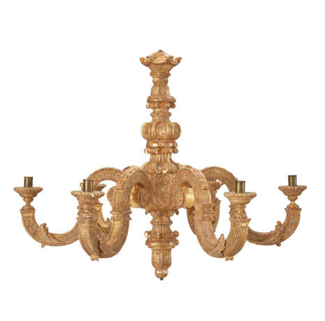 AN ENGLISH GILTWOOD AND GILT GESSO SIX-LIGHT CHANDELIER - Foto 1