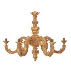 AN ENGLISH GILTWOOD AND GILT GESSO SIX-LIGHT CHANDELIER