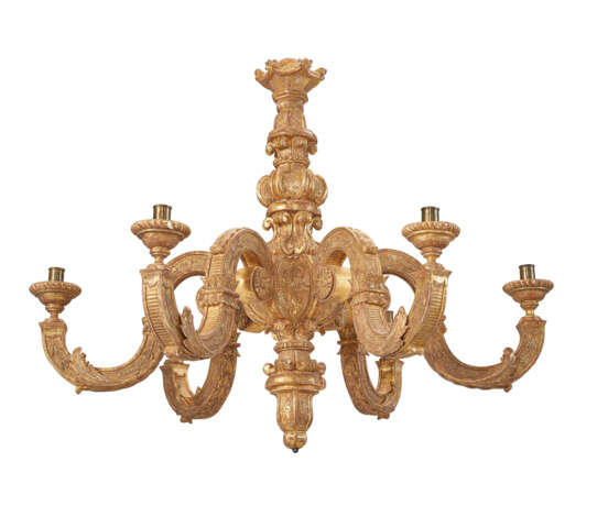 AN ENGLISH GILTWOOD AND GILT GESSO SIX-LIGHT CHANDELIER - Foto 3