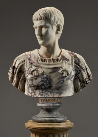 AN ITALIAN MARBLE BUST OF CALIGULA, ON PEDESTAL - photo 3