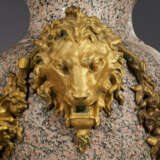 A LARGE PAIR OF FRENCH ORMOLU-MOUNTED GRANITE URNS ON ASSOCIATED PEDESTALS - photo 7