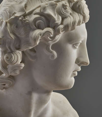 AN ITALIAN WHITE MARBLE BUST OF ANTINOUS AS DIONYSUS - photo 7