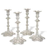 A SET OF FOUR GEORGE II SILVER CANDLESTICKS - photo 1