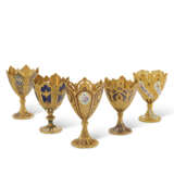 A GROUP OF FIVE SWISS GOLD AND ENAMEL ZARFS - фото 1