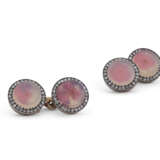 A PAIR OF JEWELED GOLD AND MOSS AGATE CUFFLINKS - photo 1