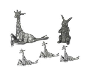 A SUITE OF ITALIAN SILVER SMALL FIGURES OF ANIMALS