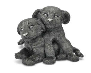 AN ITALIAN SILVER FIGURE OF TWO LION CUBS