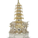 A CHINESE EXPORT PARCEL-GILT SILVER PRESENTATION MODEL OF A PAGODA - photo 3