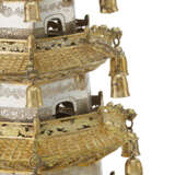 A CHINESE EXPORT PARCEL-GILT SILVER PRESENTATION MODEL OF A PAGODA - photo 6