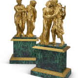 A PAIR OF EMPIRE ORMOLU AND MALACHITE FIGURAL GROUPS - photo 1