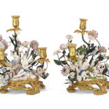 A PAIR OF LOUIS XV ORMOLU AND TOLE-MOUNTED FRENCH AND MEISSEN PORCELAIN THREE-BRANCH CANDELABRA - фото 2