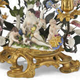 A PAIR OF LOUIS XV ORMOLU AND TOLE-MOUNTED FRENCH AND MEISSEN PORCELAIN THREE-BRANCH CANDELABRA - фото 7