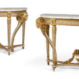 A PAIR OF LOUIS XVI WHITE PAINTED AND PARCEL-GILT CONSOLE TABLES - photo 1