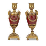 A PAIR OF GEORGE III ORMOLU-MOUNTED RED ENAMELED CANDLE VASES - photo 4