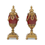 A PAIR OF GEORGE III ORMOLU-MOUNTED RED ENAMELED CANDLE VASES - photo 6