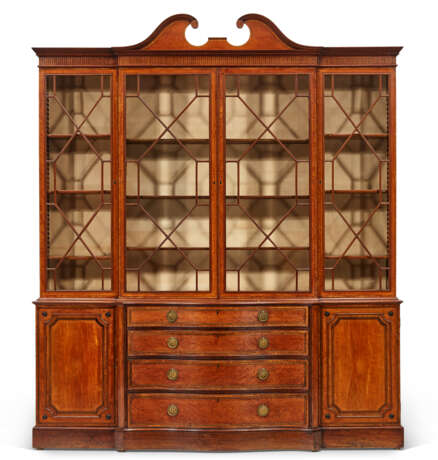 A GEORGE III SATINWOOD AND INLAID BREAKFRONT BOOKCASE - photo 1