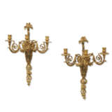 A PAIR OF RESTAURATION ORMOLU AND PATINATED-BRONZE THREE-BRANCH WALL-LIGHTS - фото 1