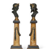 A PAIR OF FRENCH PARCEL-GILT, PATINATED BRONZE AND GIALLO ANTICO MARBLE COLUMNS - фото 3