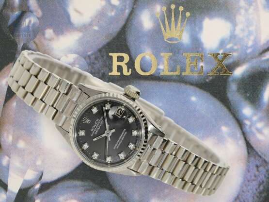 Armbanduhr: vintage Damenuhr Rolex Datejust Ref. 6516/6517 in 18K Weißgold, Baujahr 1966 mit Originalbox - photo 1