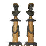 A PAIR OF FRENCH PARCEL-GILT, PATINATED BRONZE AND GIALLO ANTICO MARBLE COLUMNS - фото 6