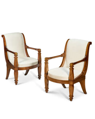 A PAIR OF EMPIRE ORMOLU-MOUNTED MAHOGANY FAUTEUILS - photo 1