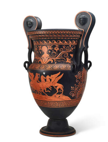 A VERY LARGE WEDGWOOD BLACK BASALT 'ENCAUSTIC' DECORATED 'VOLUTE KRATER' VASE - photo 2