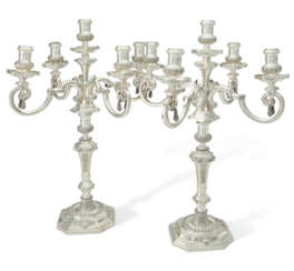 A PAIR OF ELIZABETH II SILVER FIVE-LIGHT CANDELABRA