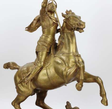 Bronze hero&iuml;que dun chevalier equestre. Marmor Gothic Revival 19th century - Foto 5