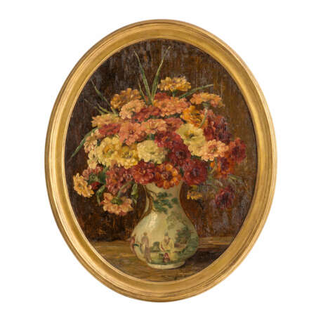 ROSE-GRABOW, MARTHA (1860-?), "Stillleben mit Studentenblumen in asiatischer Porzellanvase", - Foto 1