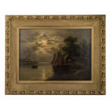 SONTMANN, A. ? (undeutlich signiert, Maler/in 2. Hälfte 19. Jahrhundert), "Fischerboote in Vollmondnacht", - photo 2