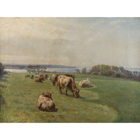 MOLS, NIELS PEDERSEN (1859-1921), "Kühe auf der Weide vor einem See", - фото 1