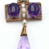 Gold pendant with amethysts and cultured pearls Gold Art Nouveau Early 20th century - photo 2