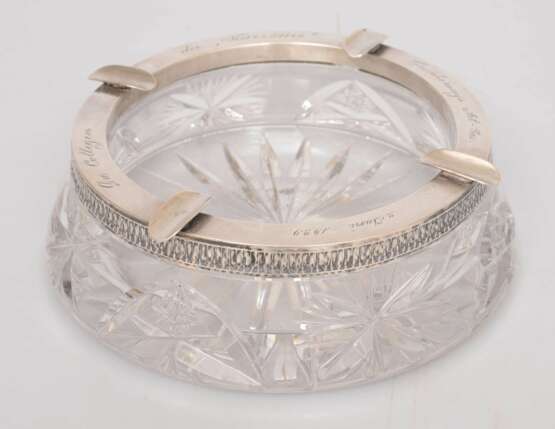 Crystal ashtray with silver finish and engraving Crystal Early 20th century - photo 2