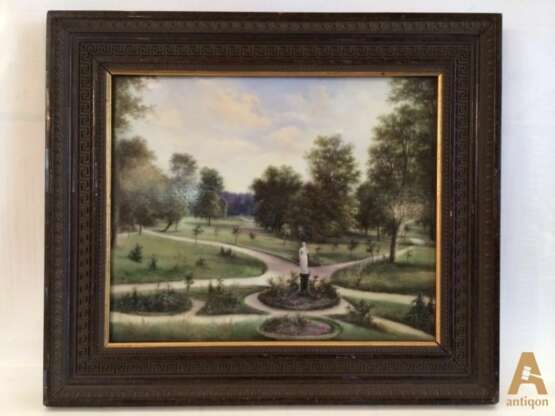 Porcelain plaque View of the park Porcelain Late 19th century - photo 1