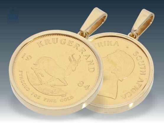 Anhänger: massiver, goldener Münzanhänger "Krugerrand 1984 1oz Fine Gold" - photo 1
