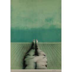 WUNDERLICH, PAUL (1927 - 2010), "Reclining female Nude in a green room",